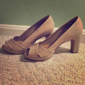Clark’s Nude Peep-Toe Heels